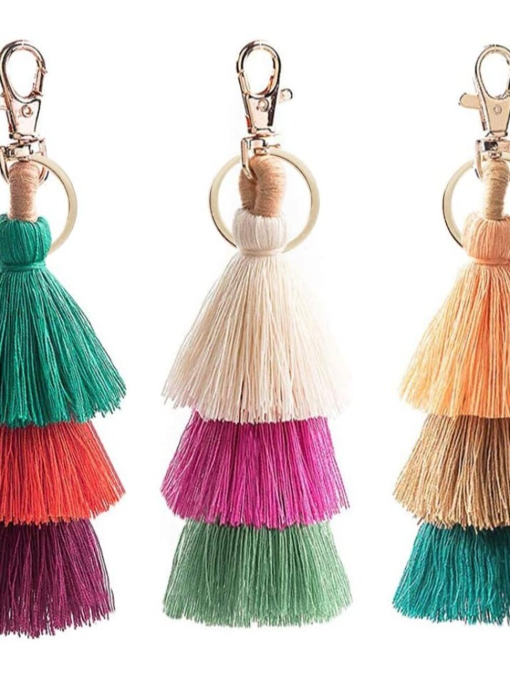 Colorful Keychains Boho Pom Pom Tassel Bag Charm Decorations Wristlet Bracelet K